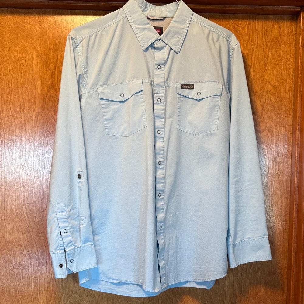 Wrangler Light Blue Casual Button Down Shirt